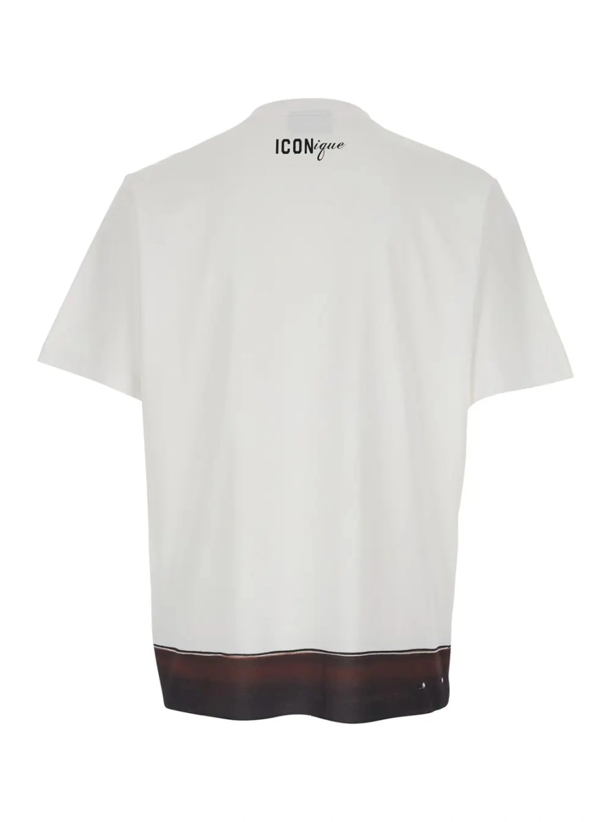Tricou DSQUARED2 alb din bumbac - Img 2