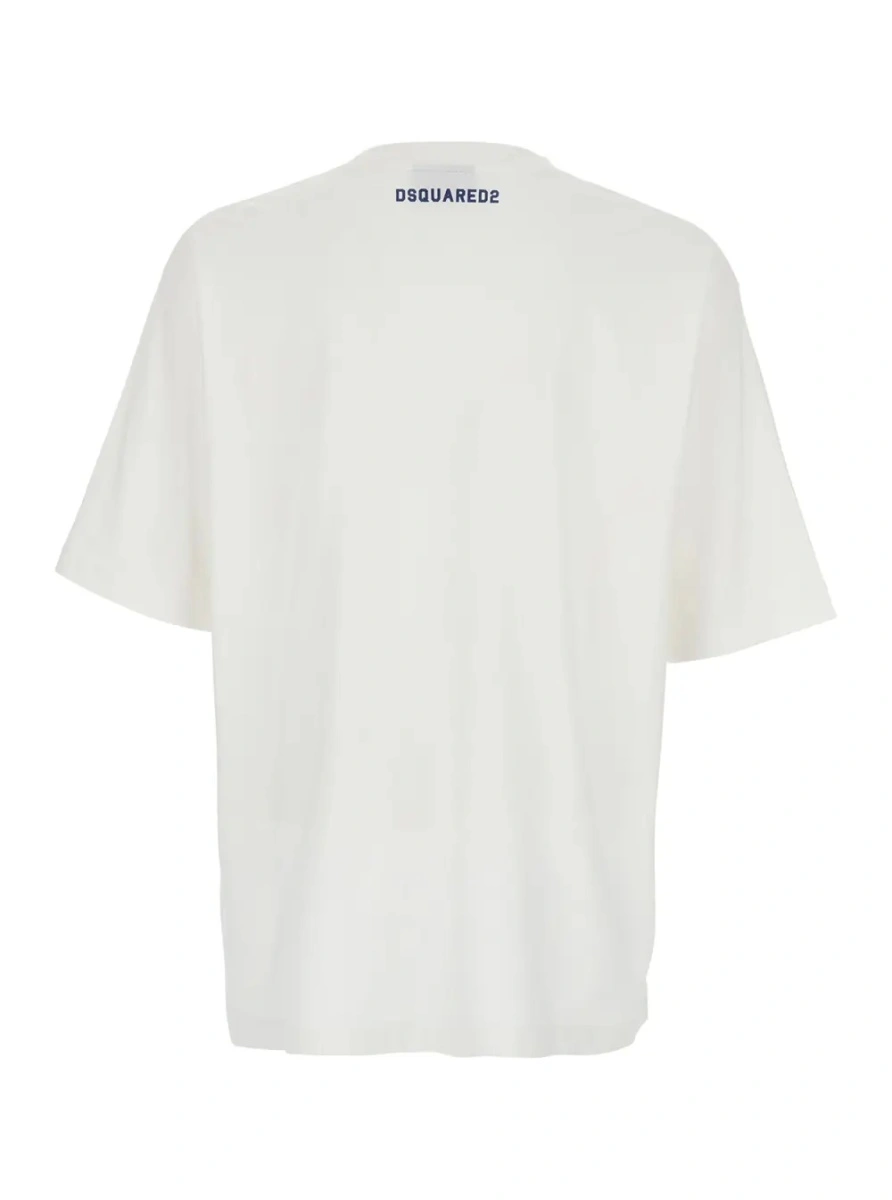 Tricou DSQUARED2 alb din bumbac - Img 2