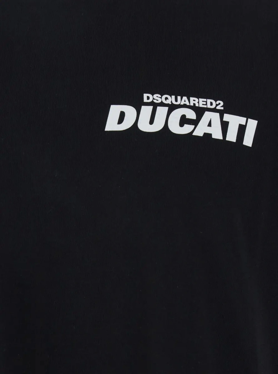 Tricou 'Ducati x D2' Black T-Shirt with Logo on the Front in Cotton Man - Img 3