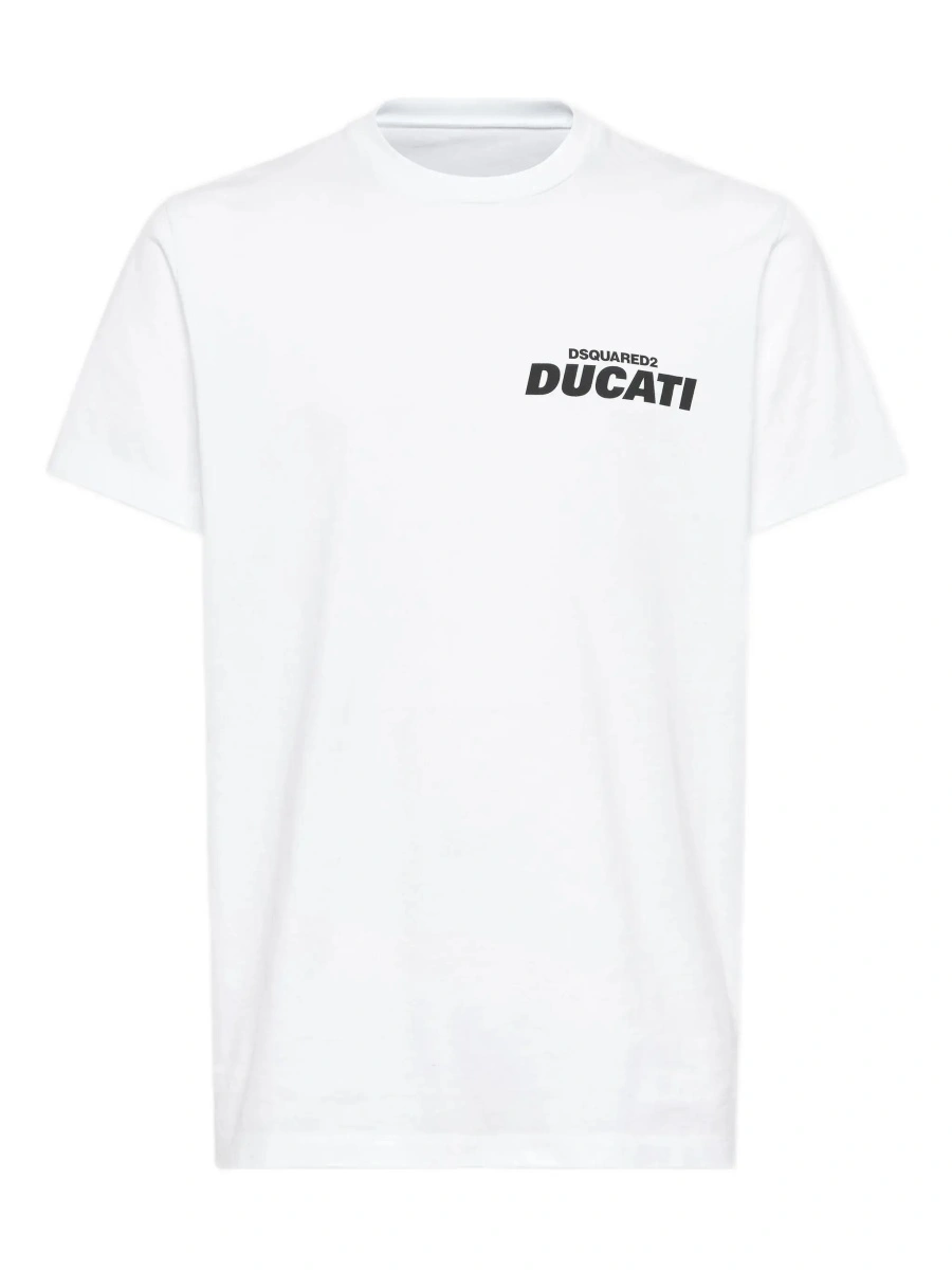 Tricou 'Ducati x D2' White T-Shirt with Logo on the Front in Cotton Man - Img 5