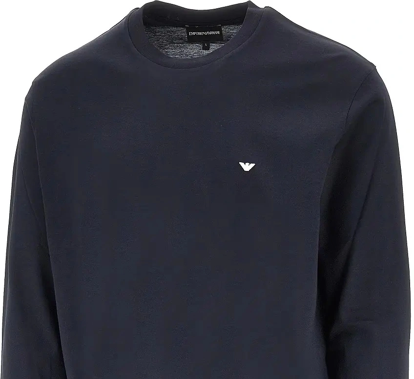 Tricou Emporio Armani albastru din lyocell si bumbac - Img 2