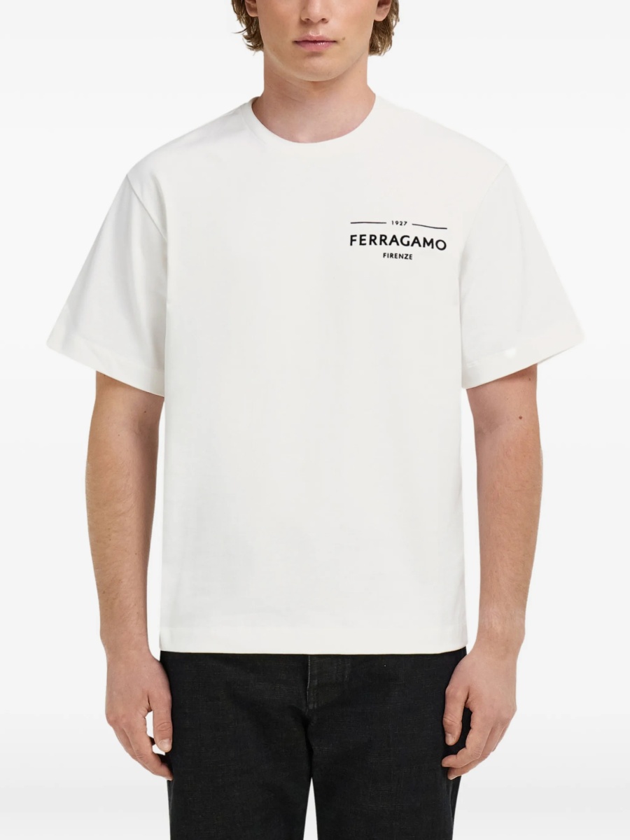 Tricou Ferragamo alb din bumbac organic - Img 3