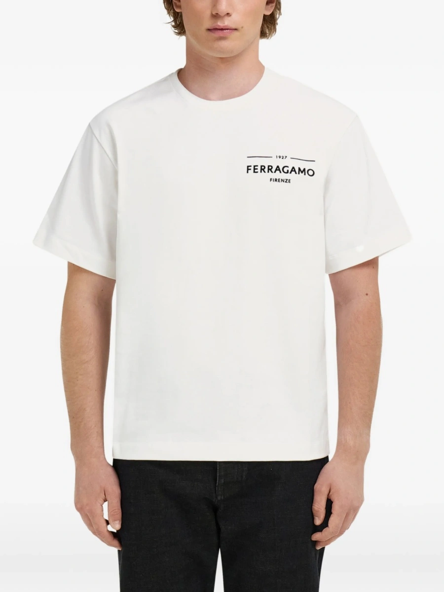 Tricou Ferragamo alb din bumbac organic - Img 3