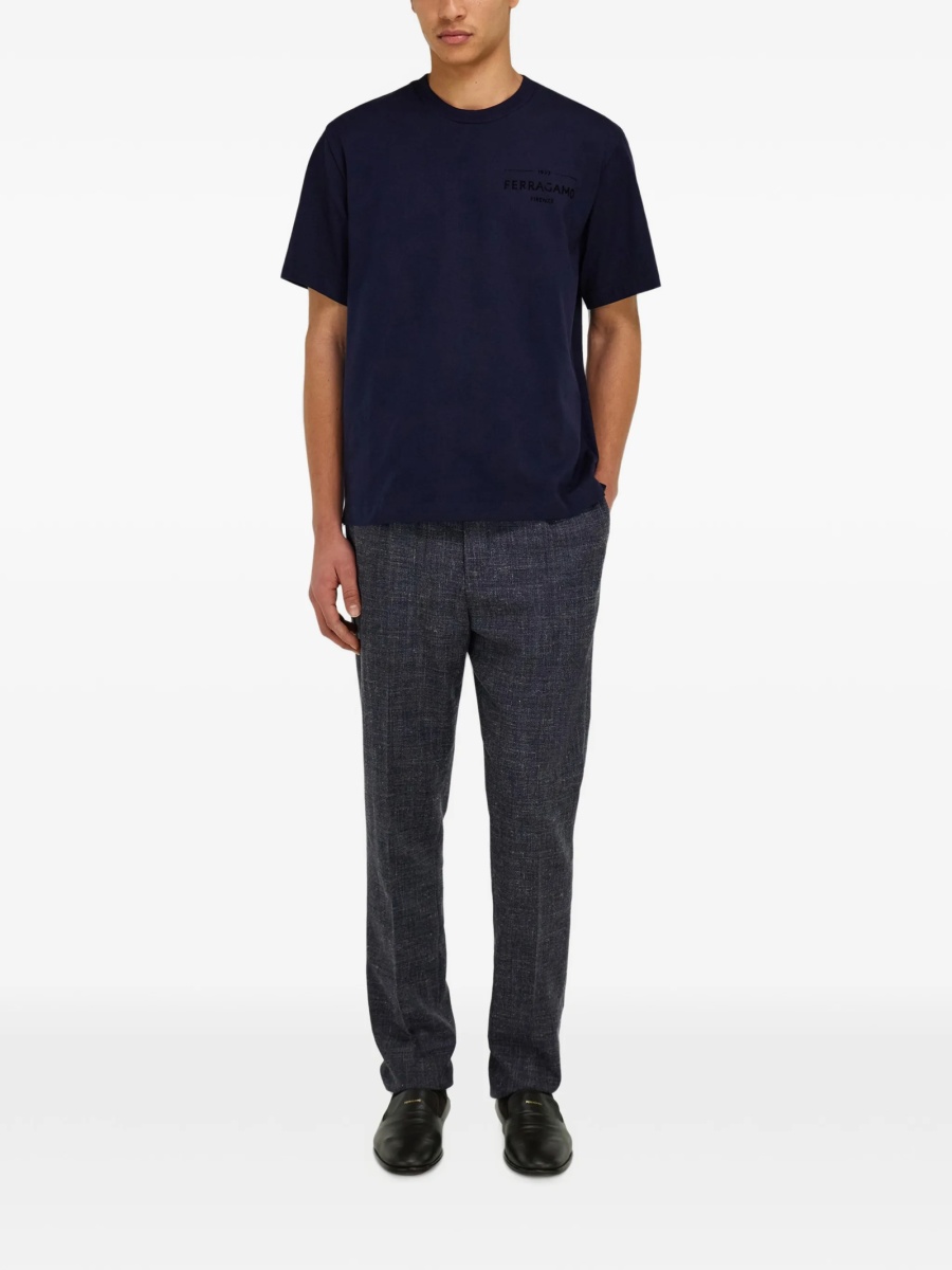 Tricou Ferragamo albastru din bumbac organic - Img 2