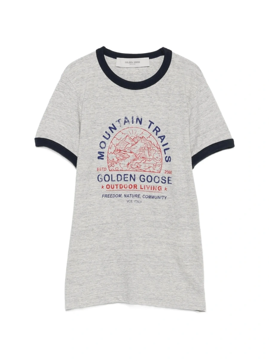 Tricou Golden Goose gri din bumbac - Img 8