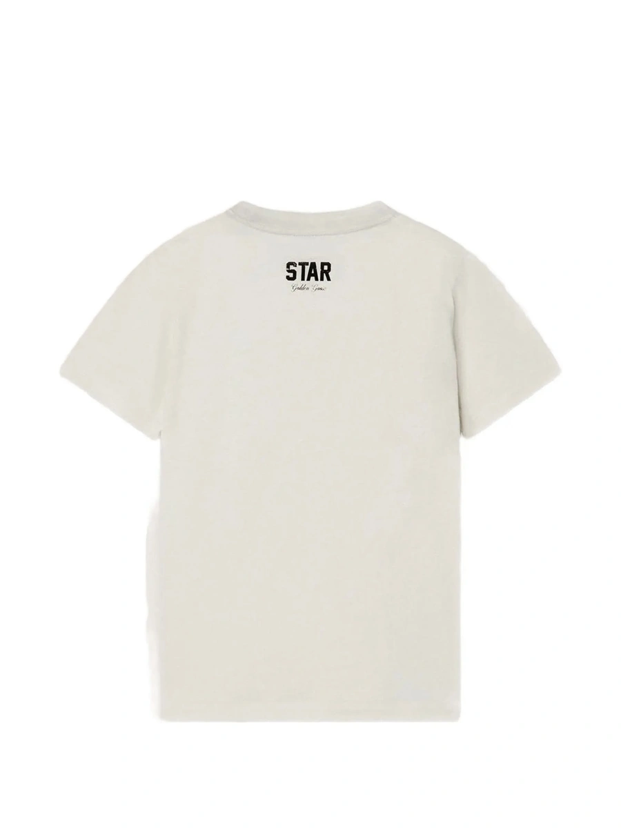 Tricou GOLDEN GOOSE KIDS alb din bumbac - Img 4