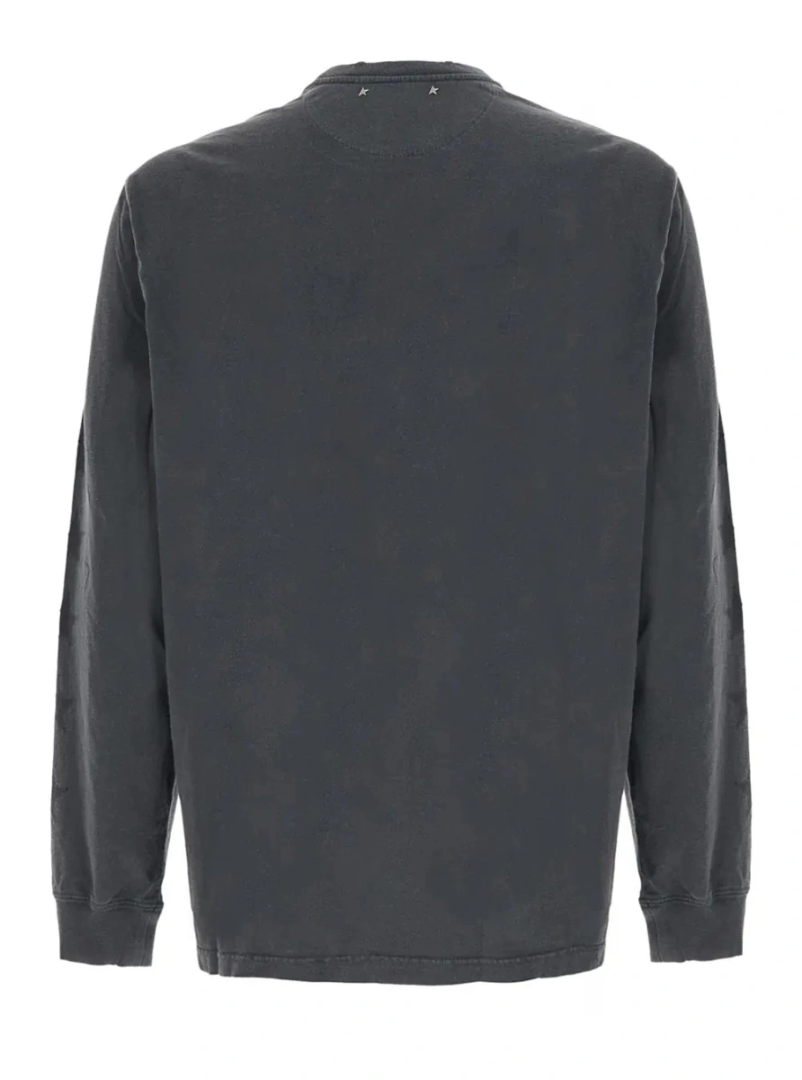 Tricou Grey Long-sleeve T-shirt with logo and star patch on the side in cotton for men - Img 2