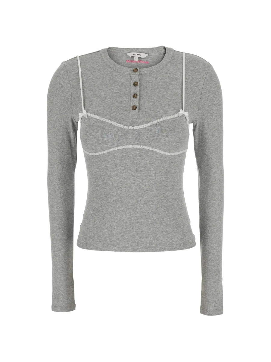 Tricou Markgong gri din bumbac si elastan - Img 6