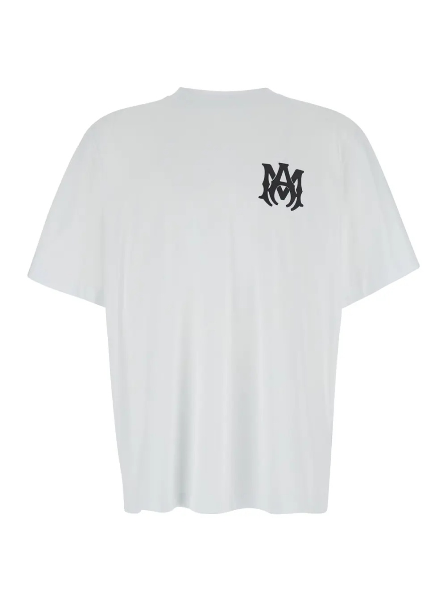 Tricou Oversized T-Shirt with Contrast Logo Print in White Cotton for Men - Img 3