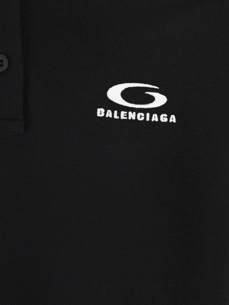 Tricou polo Balenciaga negru din bumbac - Img 5