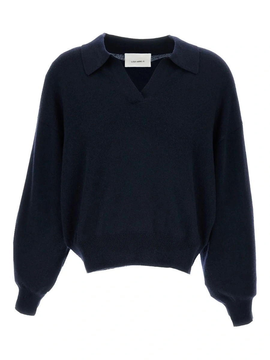 Tricou polo Lisa Yang albastru din casmir - Img 6