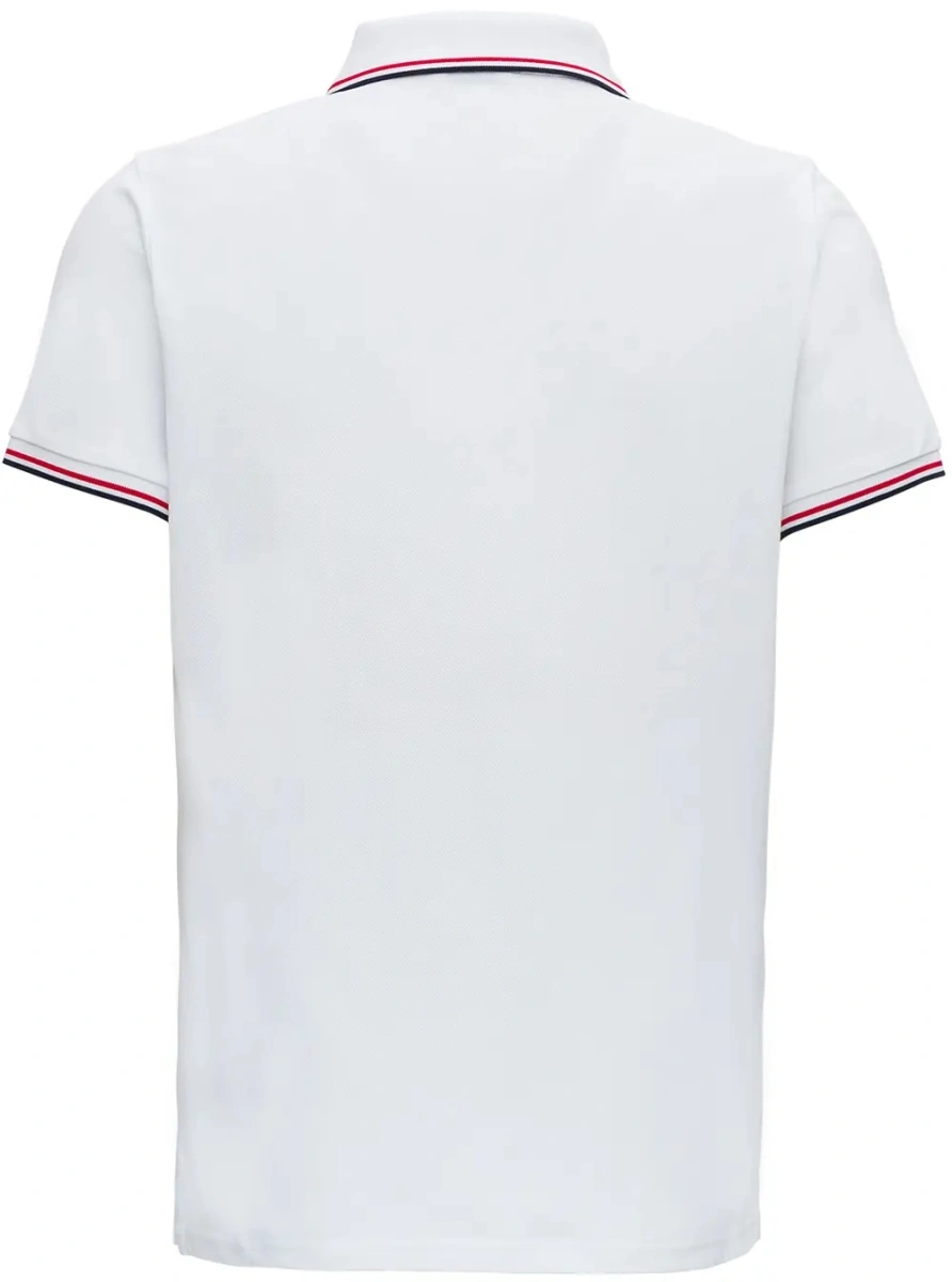 Tricou polo Moncler alb din bumbac cu logo brodat - Img 2