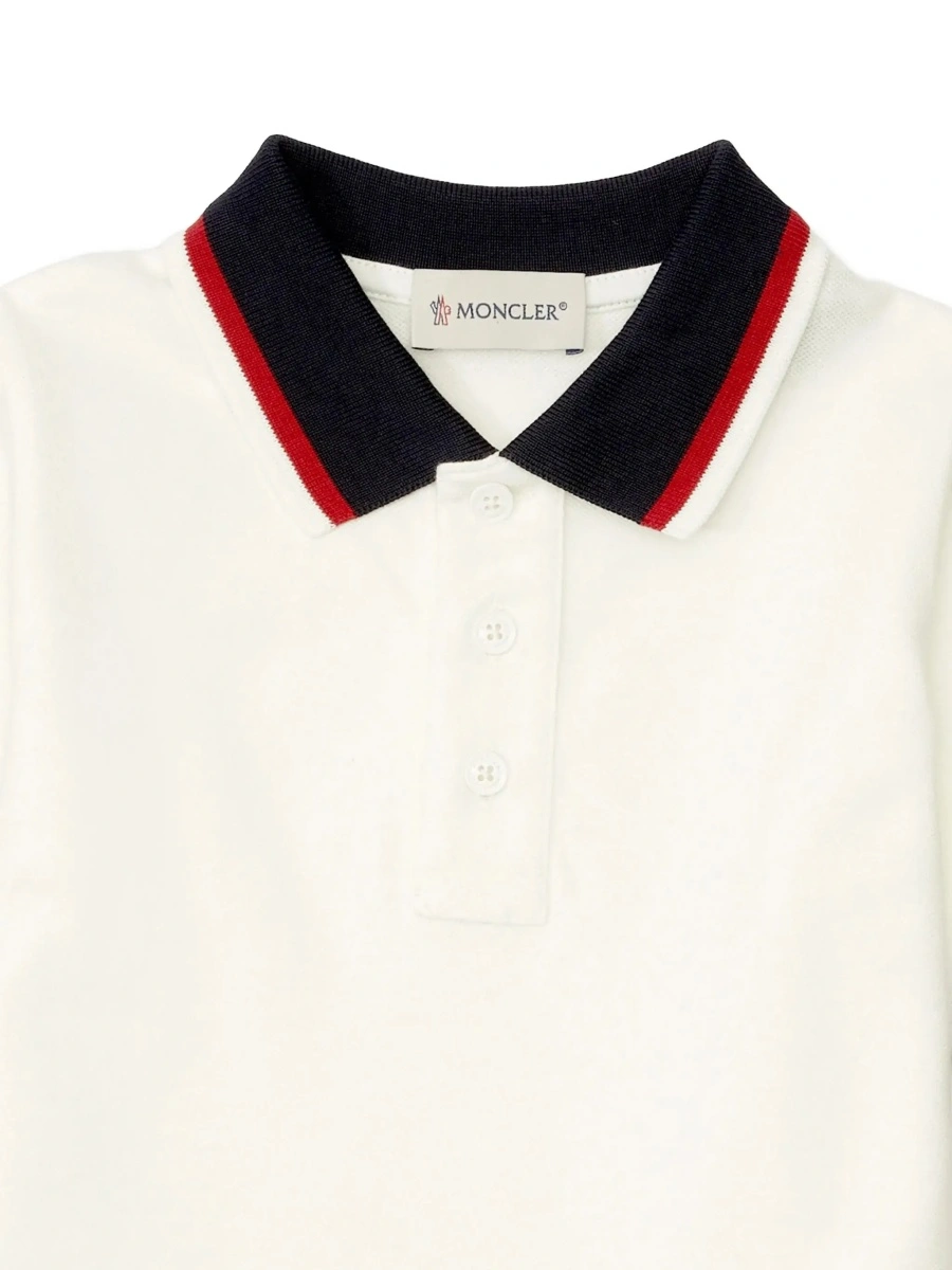 Tricou polo Moncler alb din bumbac - Img 5