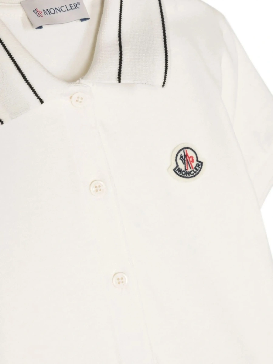 Tricou polo Moncler alb din bumbac - Img 5