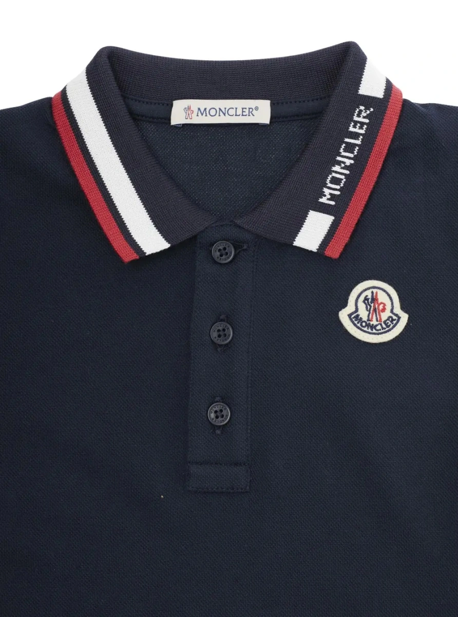 Tricou polo Moncler albastru din bumbac - Img 3