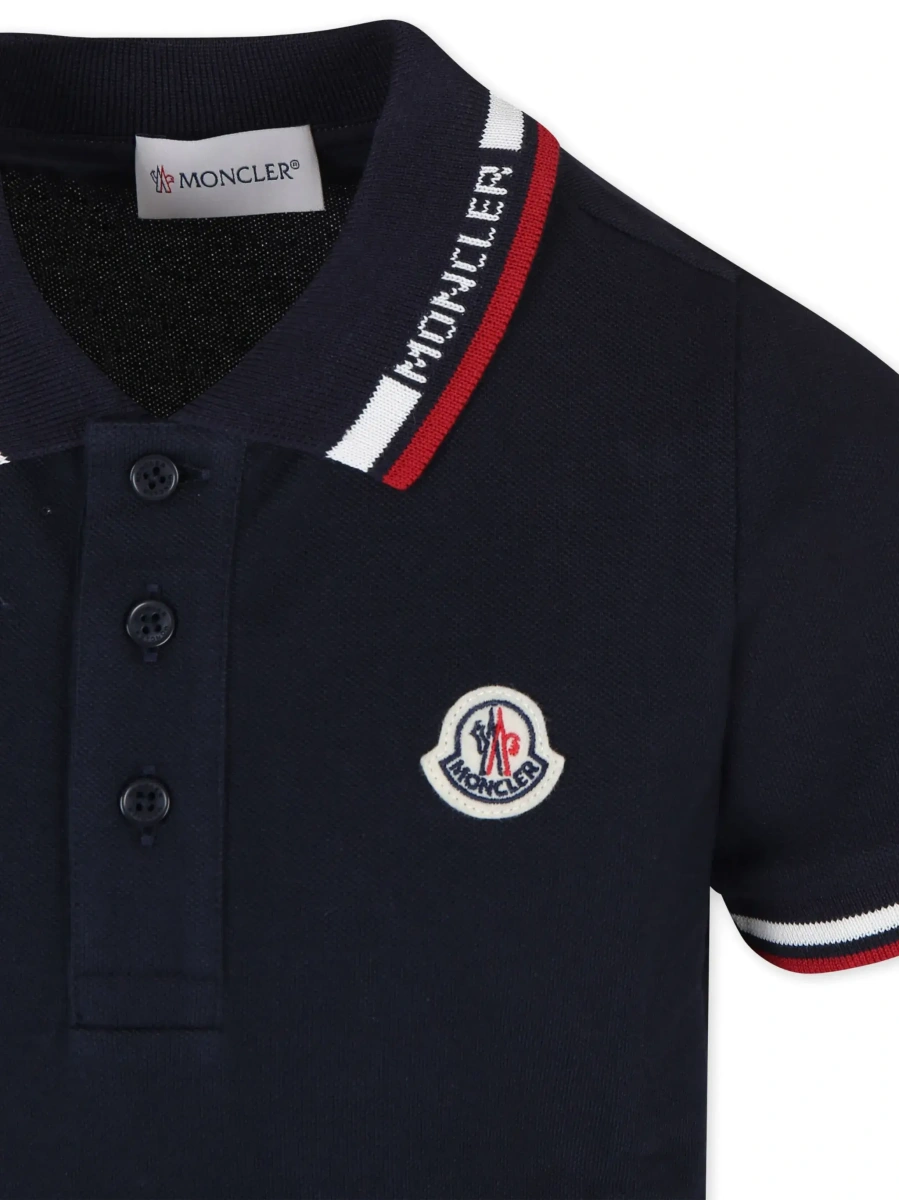 Tricou polo Moncler albastru din bumbac - Img 5