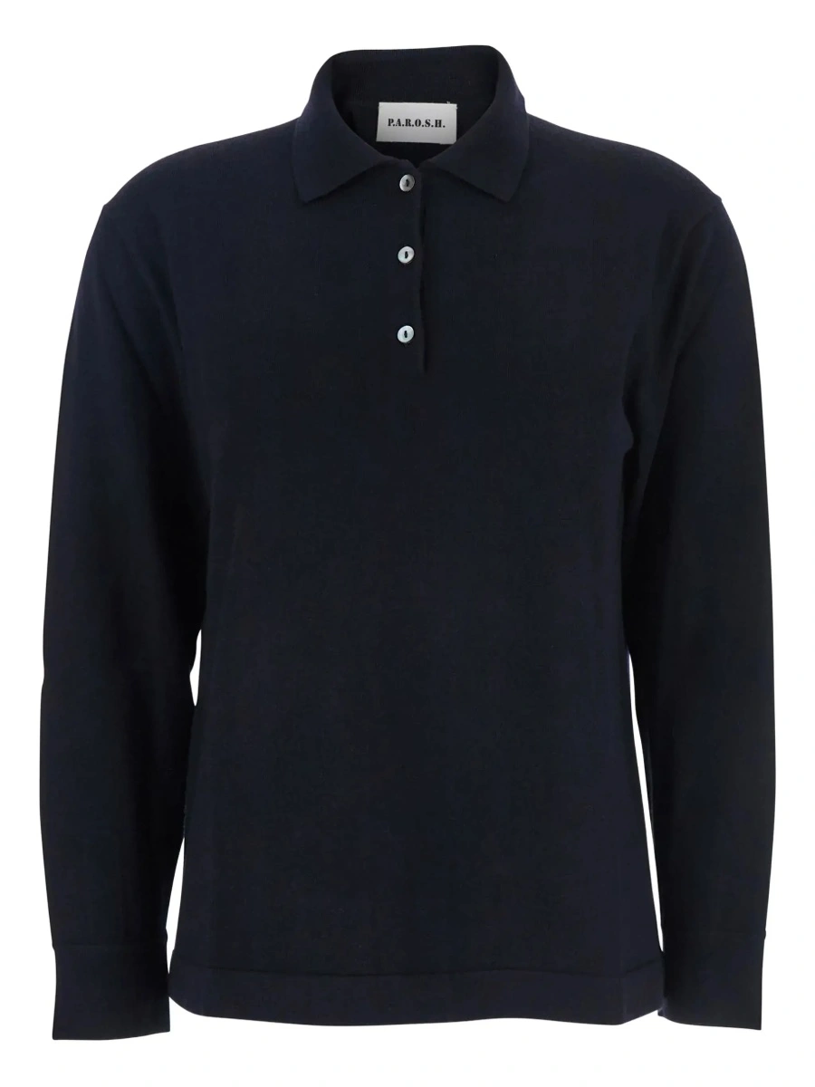 Tricou polo P.A.R.O.S.H. albastru din lana - Img 6