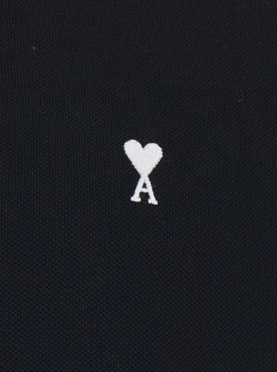 Tricou Polo Polo Shirt with AMI DE COEUR logo embroidered on the front in Black Cotton for Men - Img 3