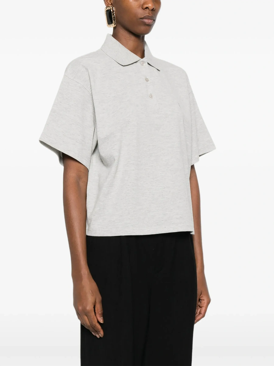 Tricou polo Saint Laurent gri din bumbac - Img 5