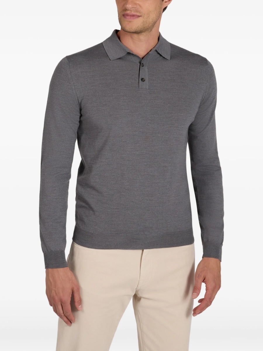 Tricou Polo SLOWEAR ZANONE gri din poliamida si lana - Img 3