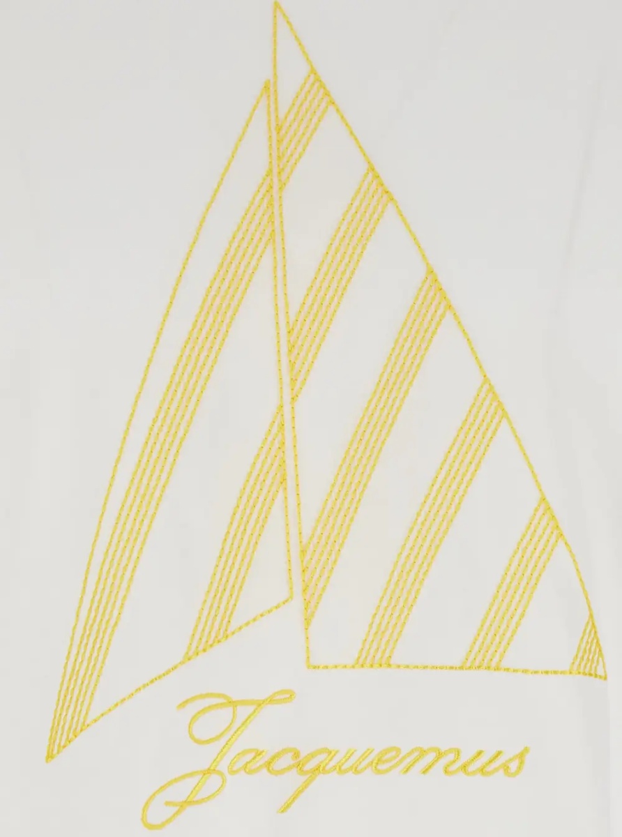 Tricou The 'Voilier' White T-Shirt with Sailboat Embroidery and Logo Lettering on the Front in Cotton for Men - Img 3