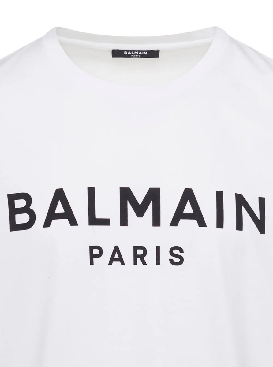 Tricou White Crewneck T-Shirt with Contrasting Logo Lettering Print in Cotton Man - Img 2