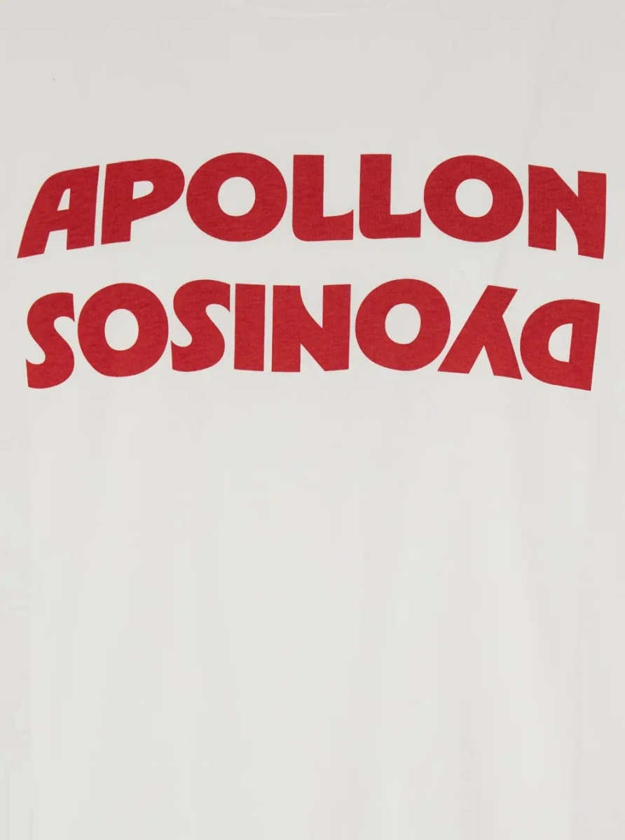 Tricou White Crewneck T-Shirt with Print on the Front in Cotton Man - Img 3