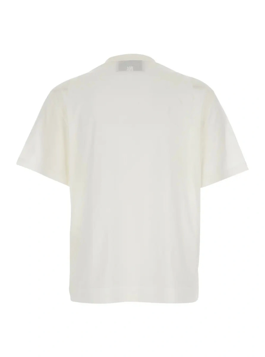 Tricou White T-Shirt with AMI de Coeur Patch in Cotton Woman - Img 2
