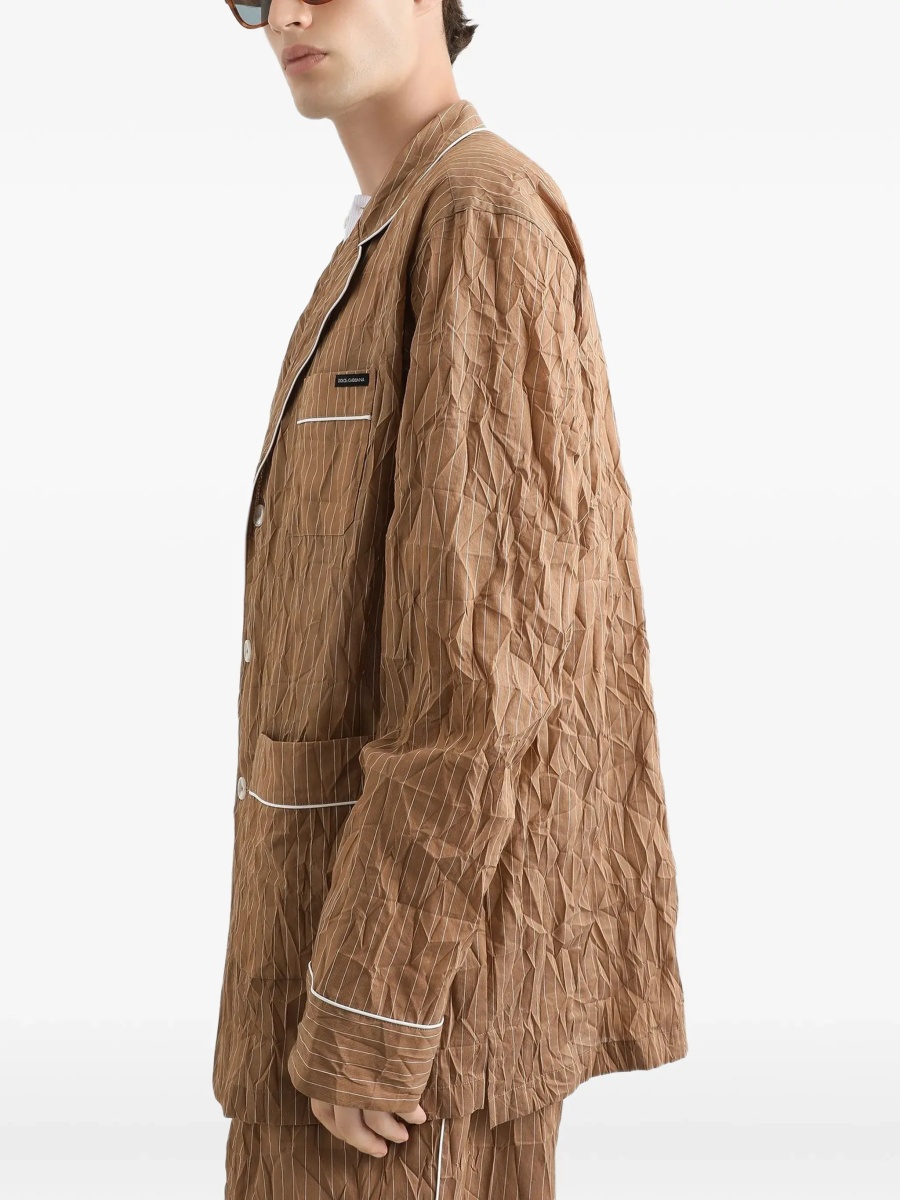 Vesta Vanity Shirt-style robe in froissé striped fabric - Img 6