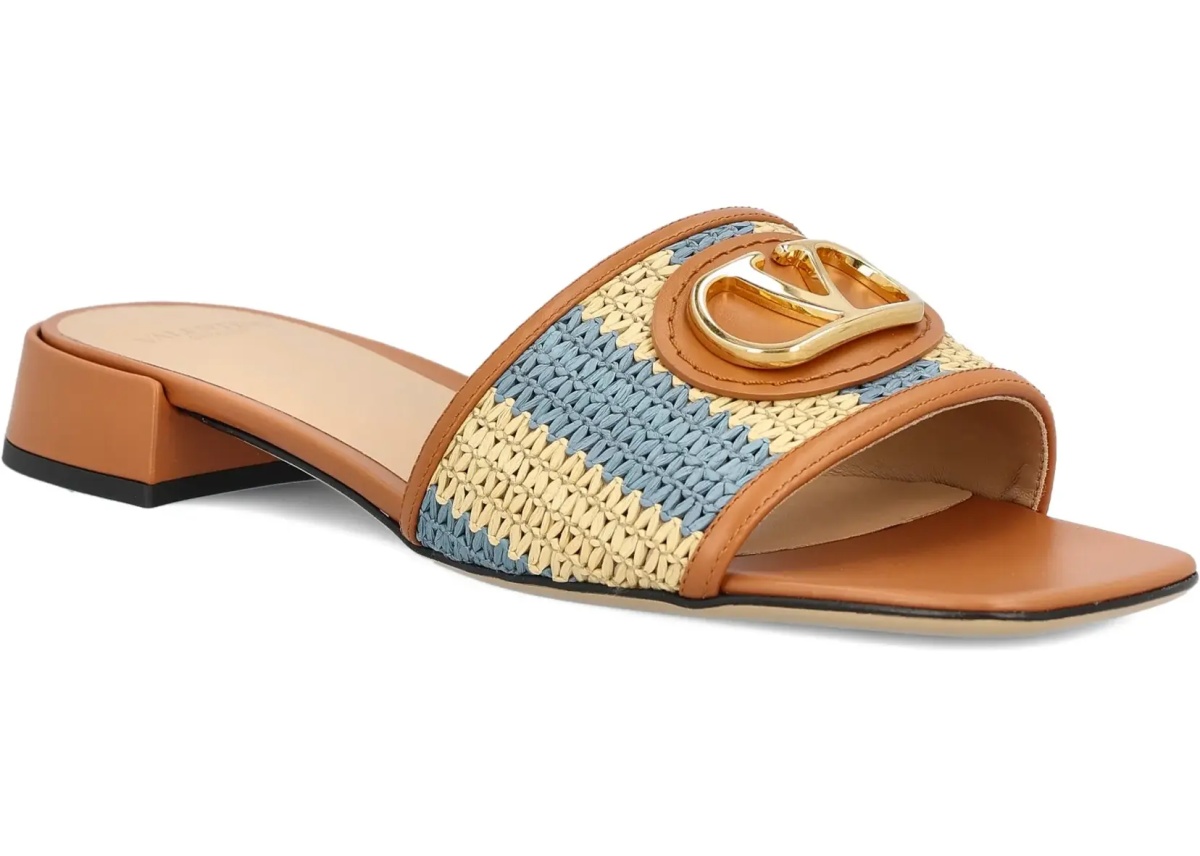 VLogo Signature raffia slide Sandals - Img 5