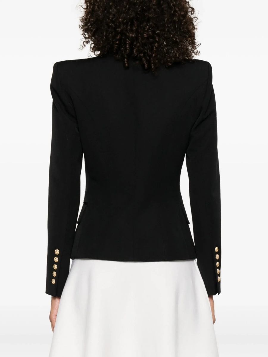 6 Buttons Fitted Grain De Poudre Jacket - Img 4