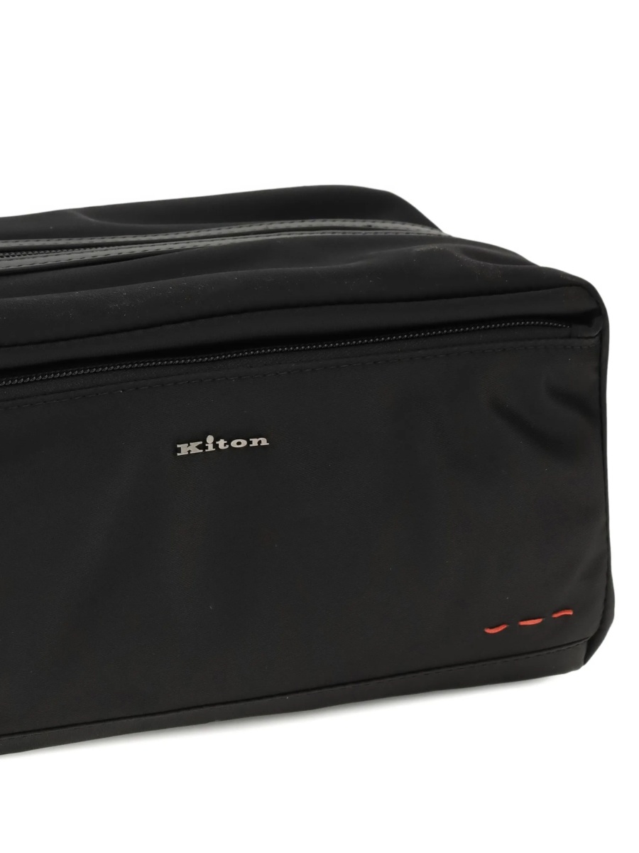 Accesorii de voiaj KITON negre din material textil si piele - Img 4
