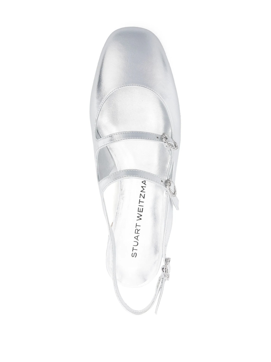 Balerini Stuart Weitzman argintii din piele - Img 4