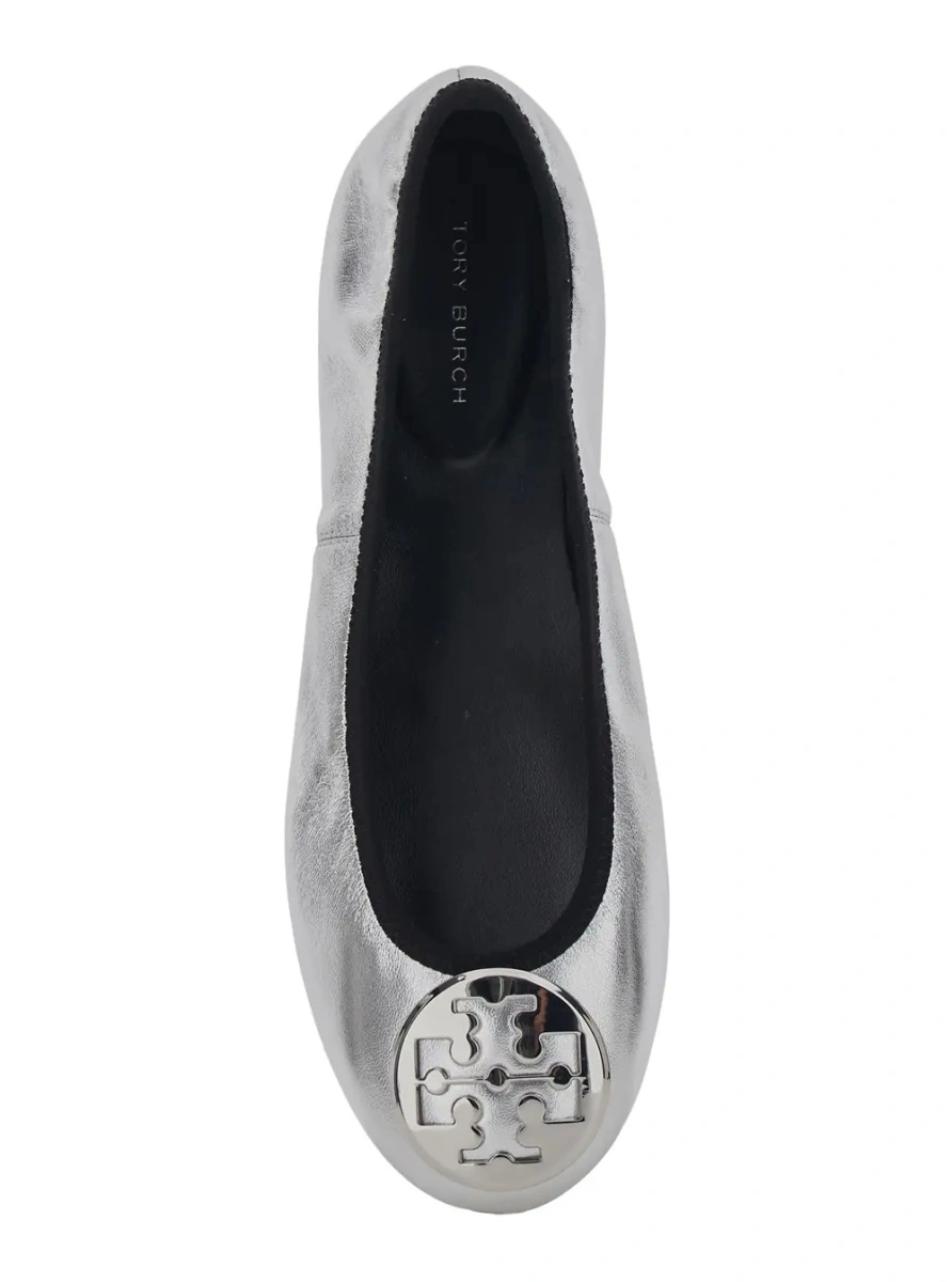 Balerini Tory Burch argintii din piele - Img 4