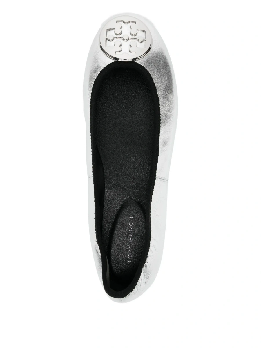 Balerini Tory Burch argintii din piele - Img 7