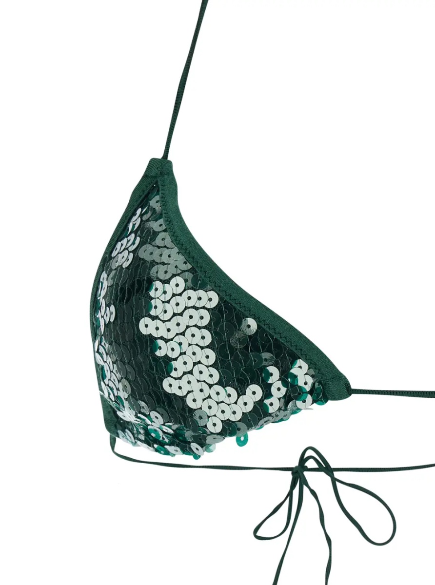 Bikini 'MARYLIN' Green Bikini with Triangle Top and all-over rhinestones in Tech Fabric Women - Img 3