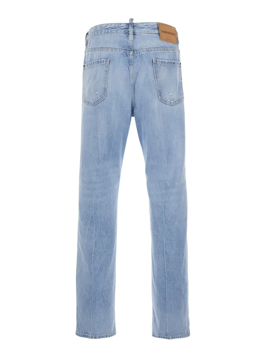 Blugi '642' Light blueJeans with Logo Patch on the Back and Bleach Effect in Denim for Men - Img 2