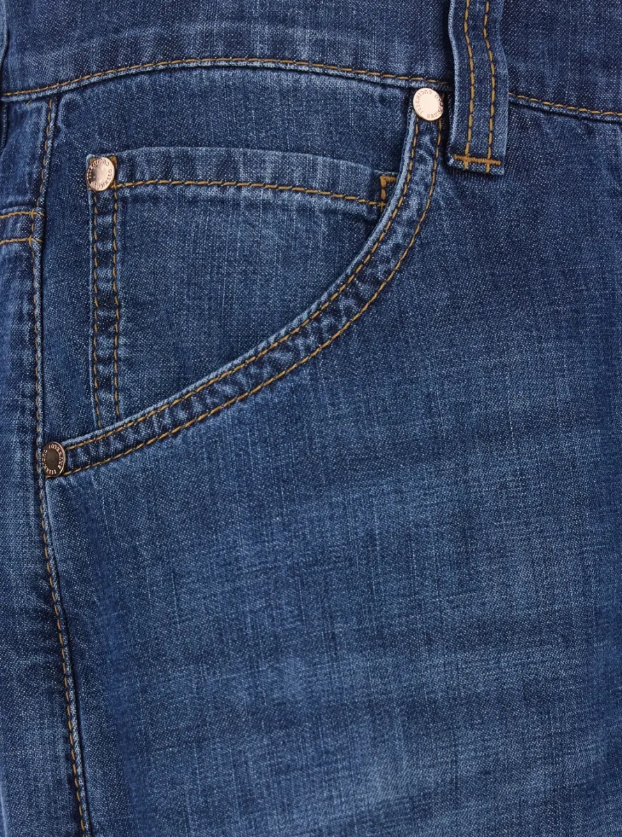 Blugi Blue five-pocket jeans with faded effect in blue denim woman - Img 3