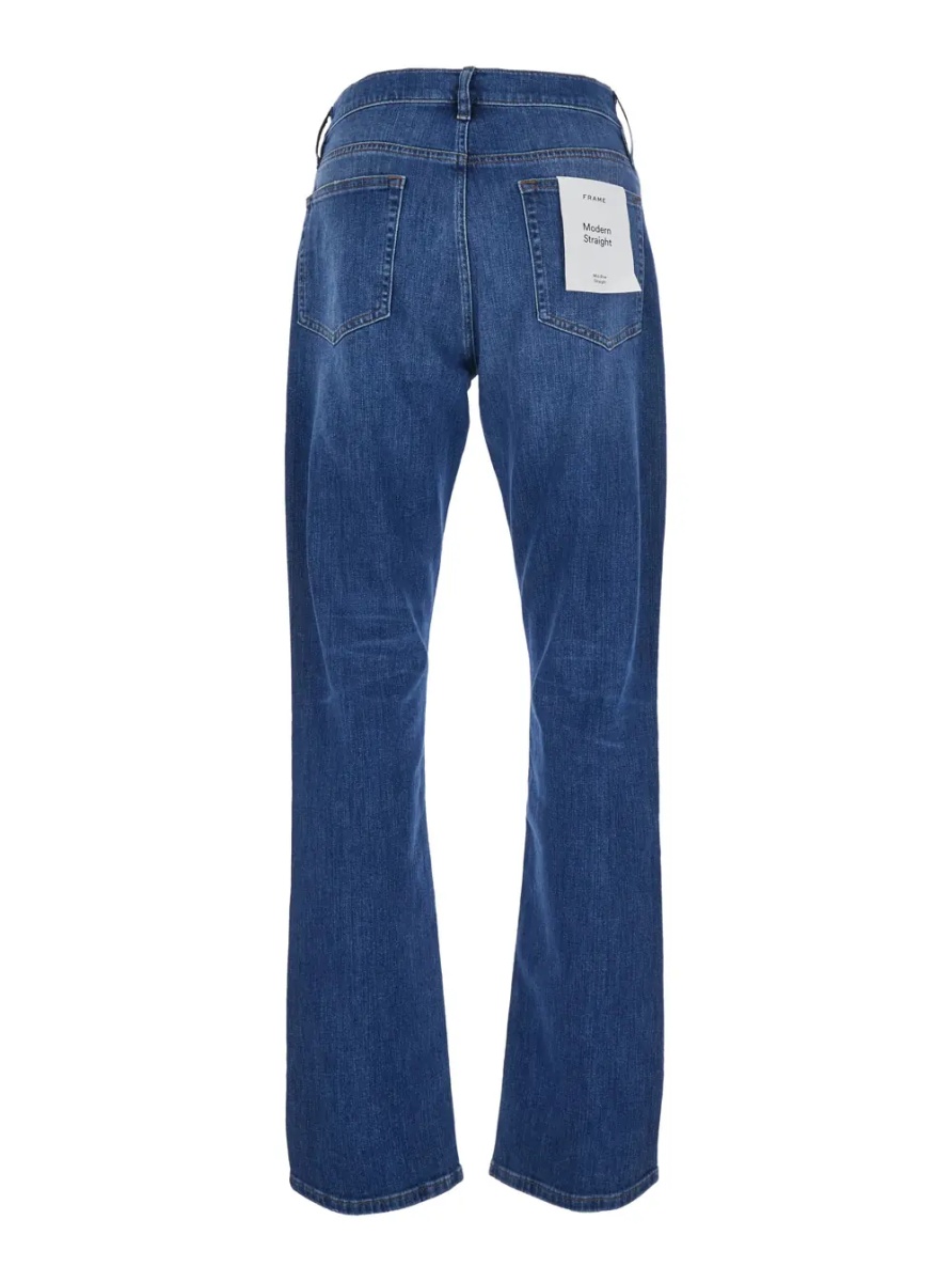 Blugi Blue Straight Jeans with Belt Loops in Denim for Men - Img 2