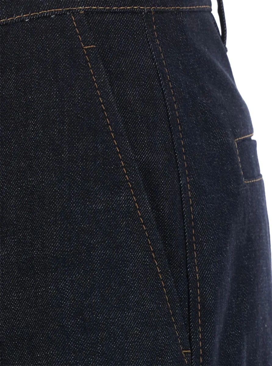 Blugi Blue Wide-leg jeans with contrasting stitching in denim for women - Img 2