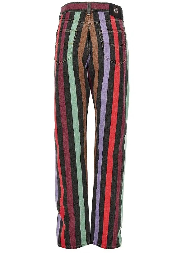 Blugi Cotton denim jeans with striped motif - Img 3