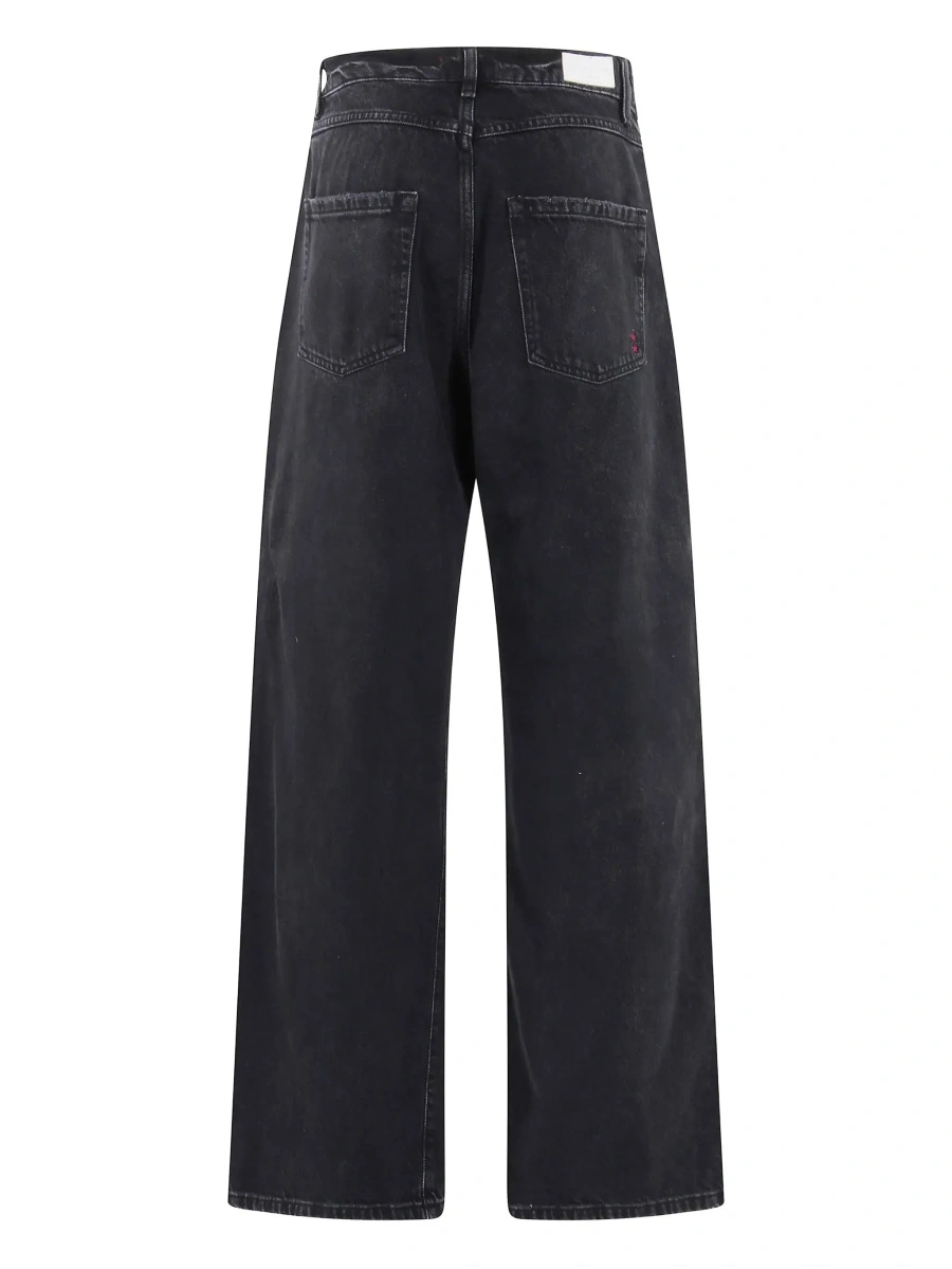 Blugi 'Debby' Black Jeans with Wide Leg and Logo Patch on the Rear in Denim Woman - Img 4