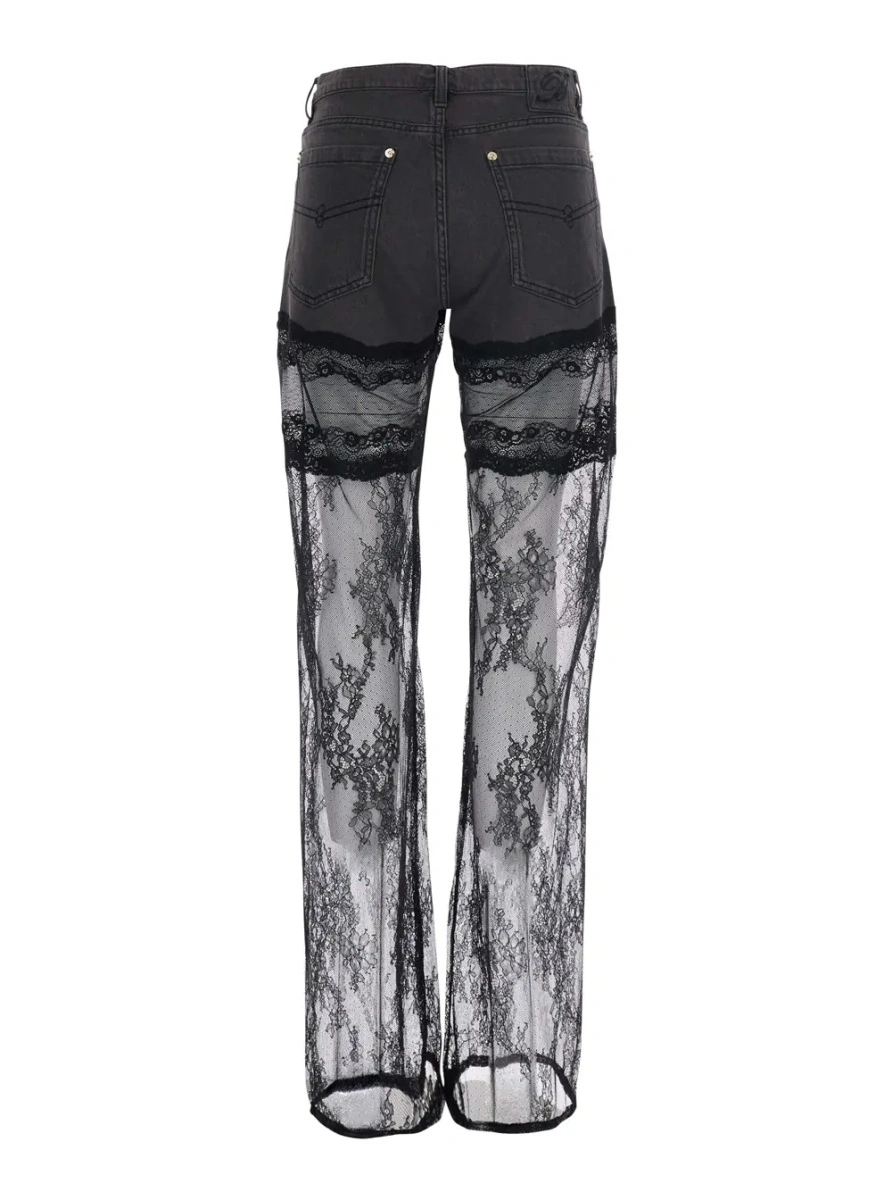 Blugi Denim Pants with Pockets and Front Closure. Cotton. Black. Woman - Img 2