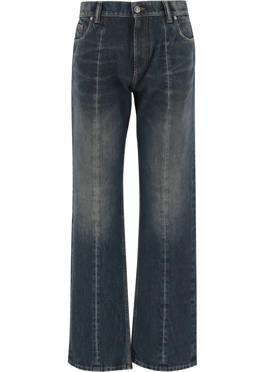 Blugi Distressed straight-leg cotton denim Jeans - Img 6