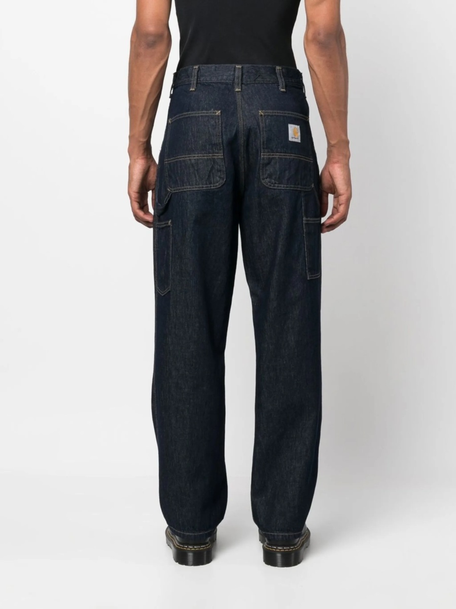 Blugi drepti Carhartt albastri din bumbac - Img 4
