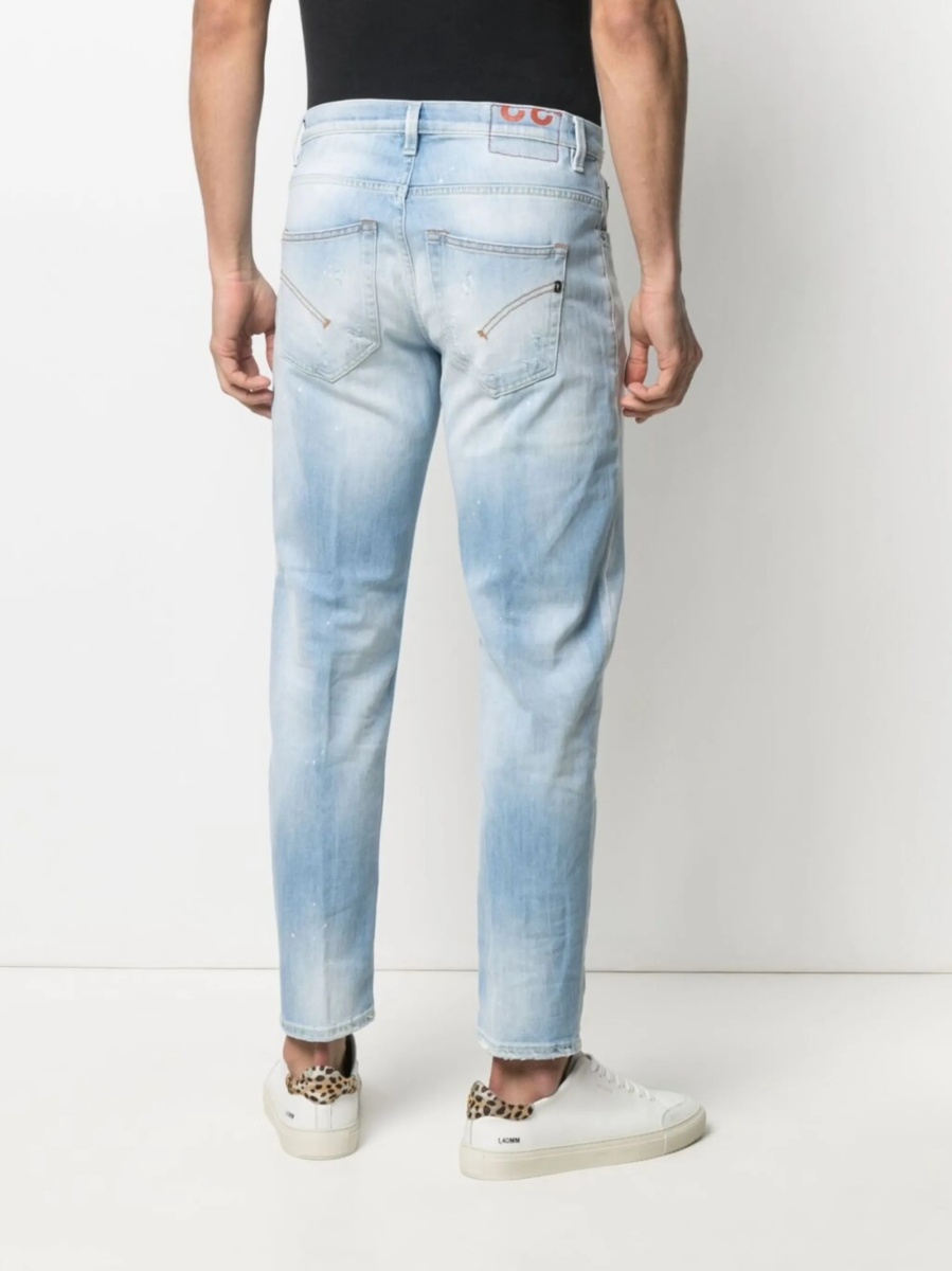 Blugi drepti Dondup albastri din bumbac si polyester - Img 4