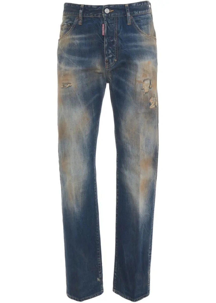 Blugi drepti DSQUARED2 albastri din denim '642' - Img 2
