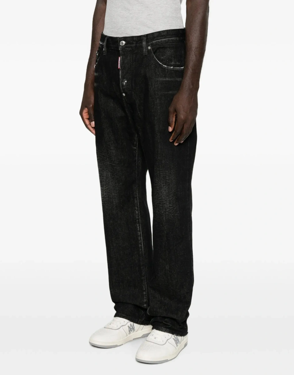 Blugi drepti DSQUARED2 negri din denim - Img 7