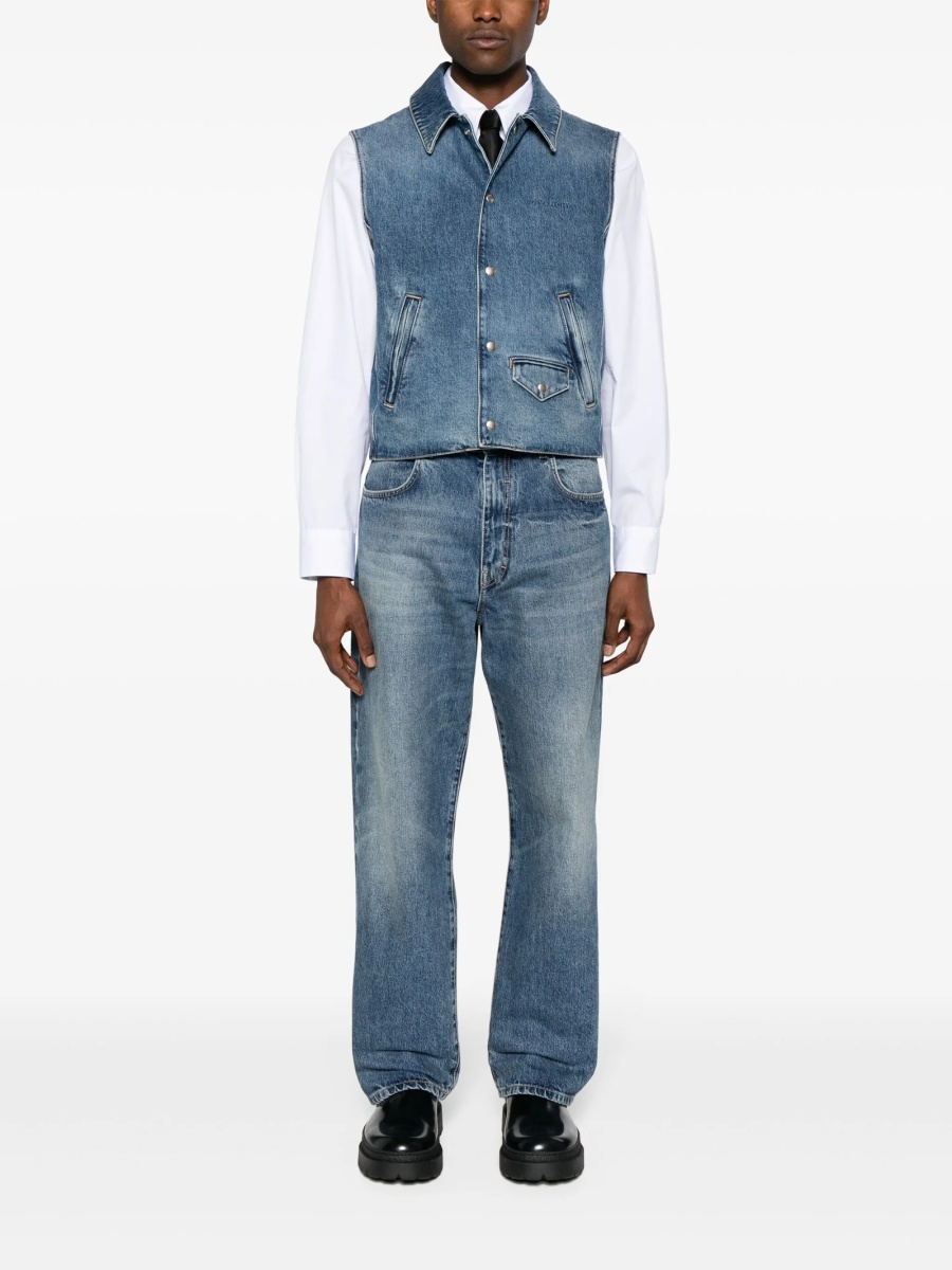 Blugi drepti Givenchy albastri din bumbac - Img 2