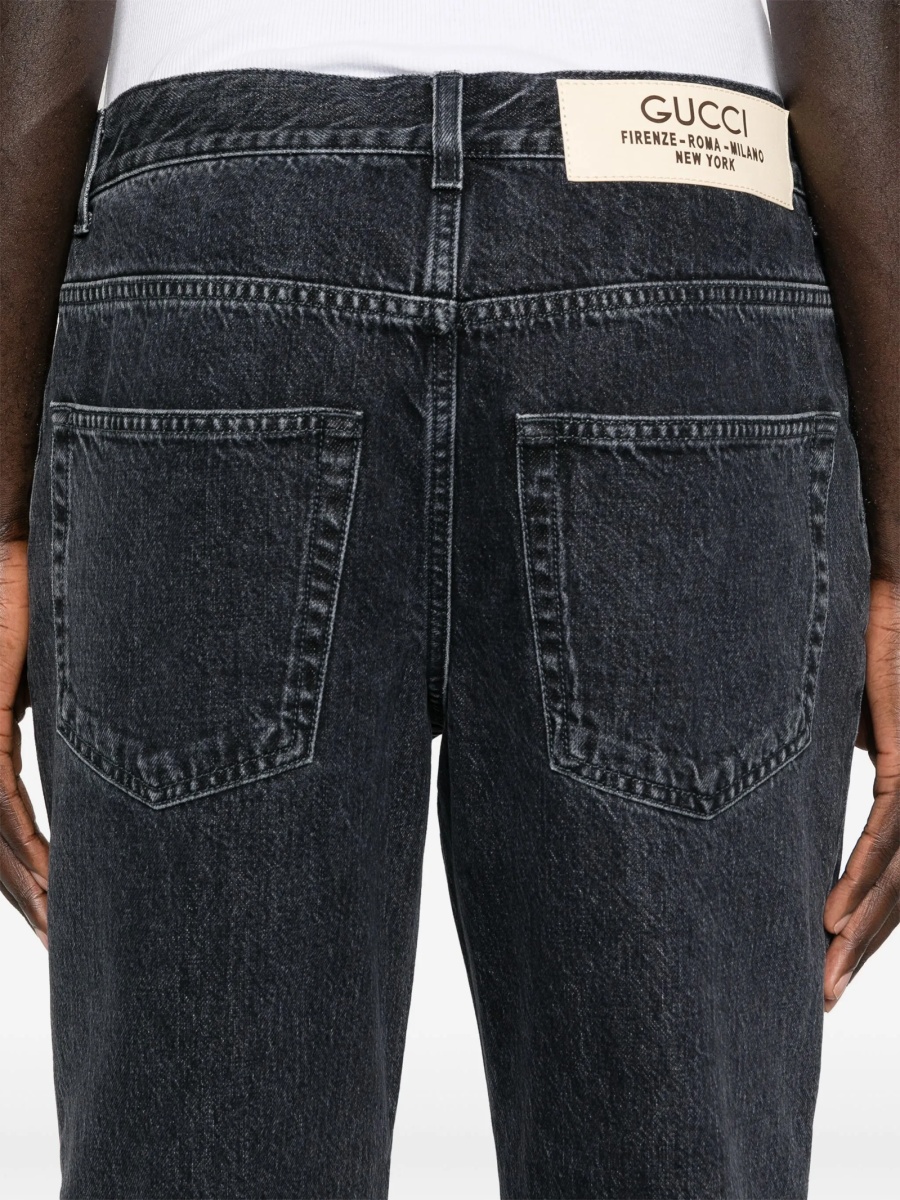 Blugi drepti Gucci negri din bumbac - Img 5